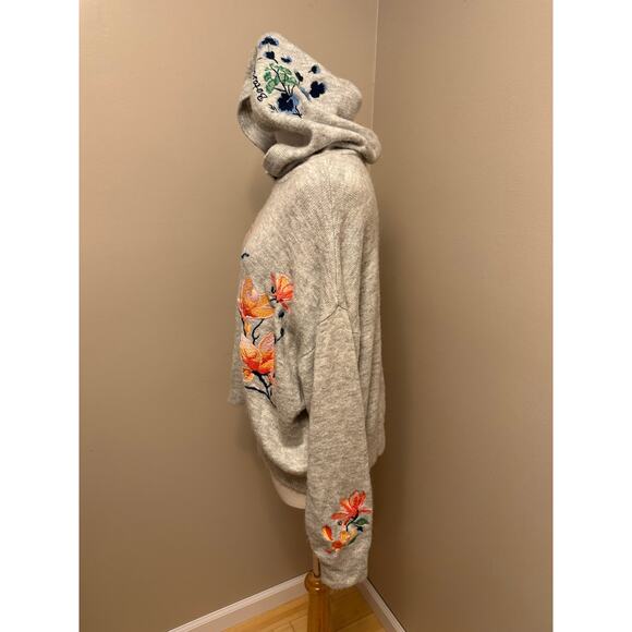 L.O.G.G Floral Embroidered Hooded Sweater Gray Heather Sz Medium - Picture 6 of 8